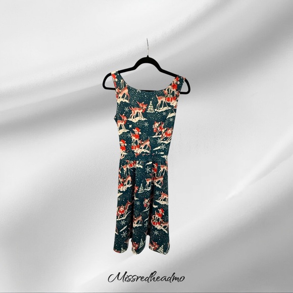 MISSJOY Festive Reindeer Print Dress - Picture 1 of 7
